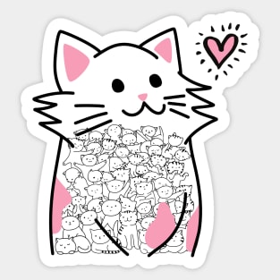 Cats Brighten Up My Heart (Pink) Sticker